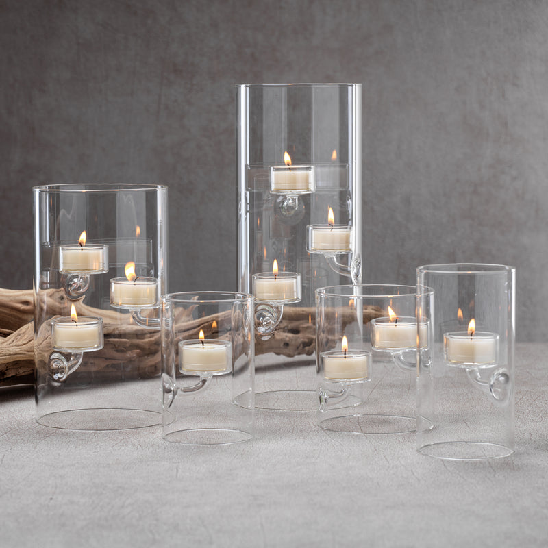 Zodax Kelly 4-Piece Set Glass Tealight Holder/Hurricane, Large