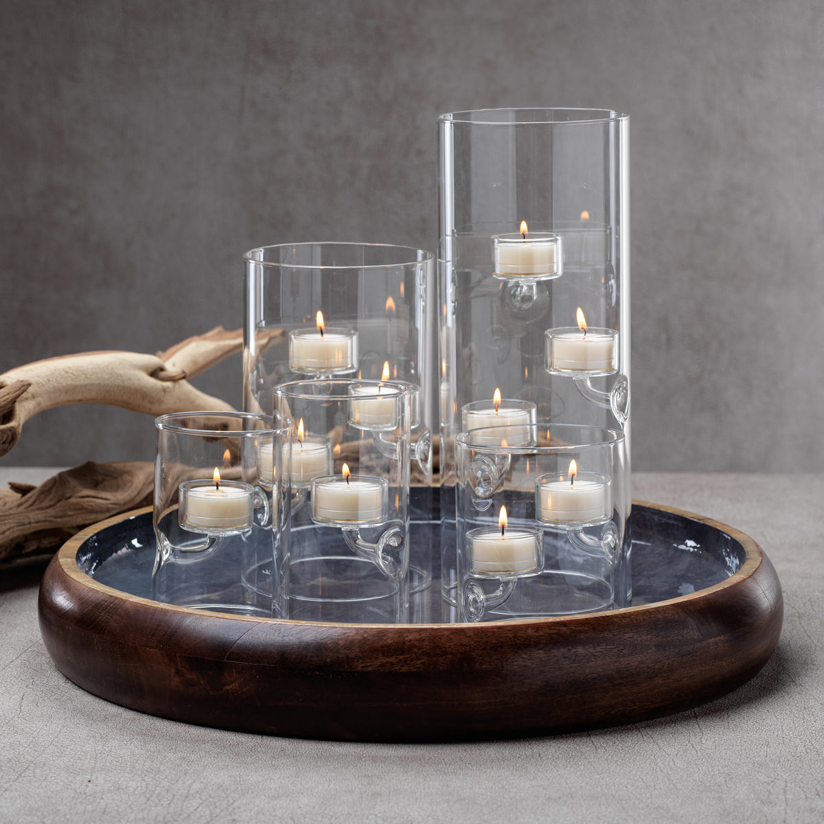 Zodax Kelly 4-Piece Set Glass Tealight Holder/Hurricane, Large