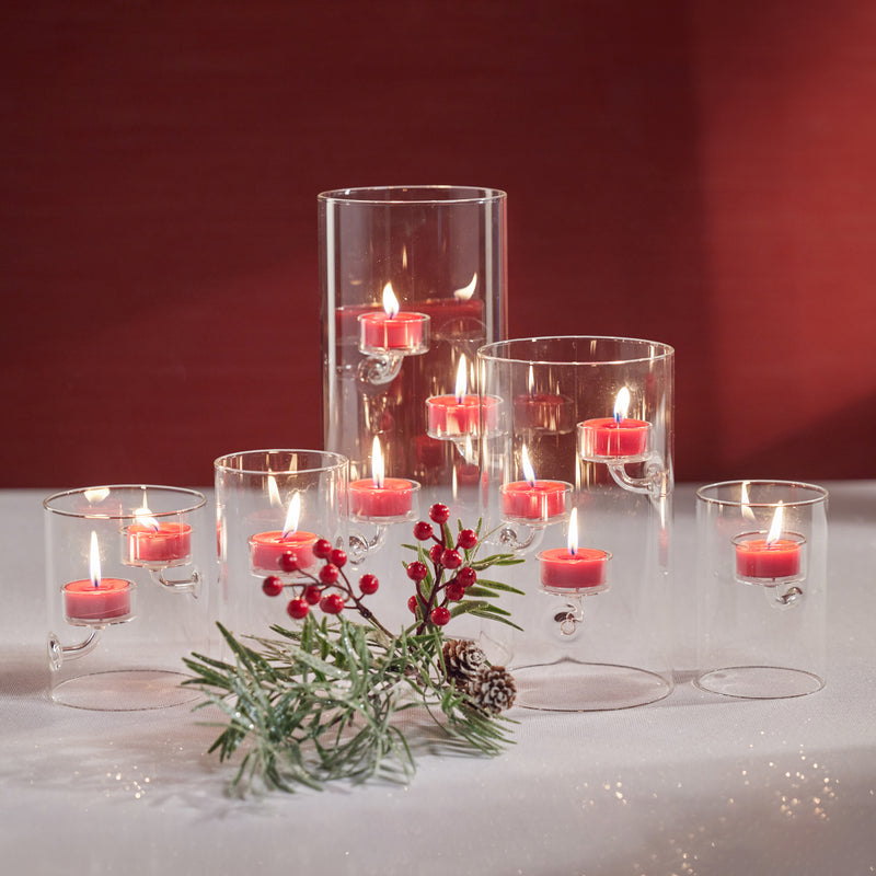 Zodax Kelly 4-Piece Set Glass Tealight Holder/Hurricane, Large