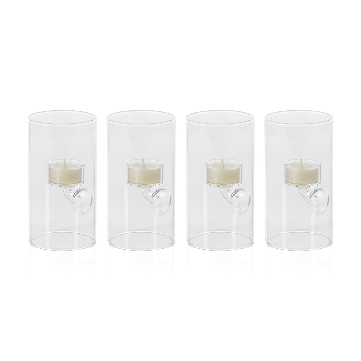 Zodax Kelly 4-Piece Set Glass Tealight Holder/Hurricane, Large