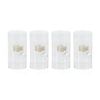 Zodax Kelly 4-Piece Set Glass Tealight Holder/Hurricane, Large