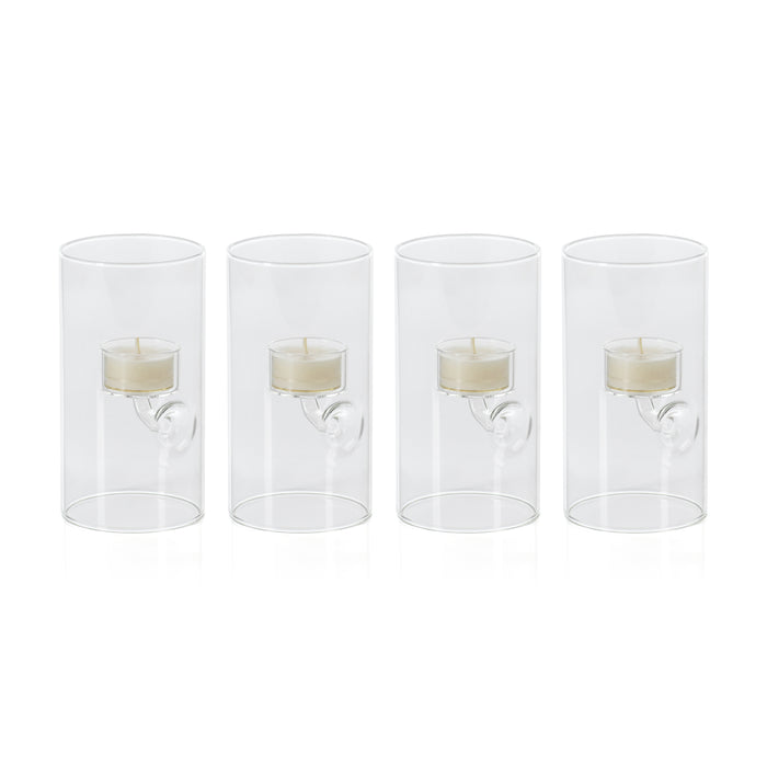 Zodax Kelly 4-Piece Set Glass Tealight Holder/Hurricane, Large