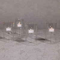 Zodax Kelly 4-Piece Set Glass Tealight Holder/Hurricane, Large