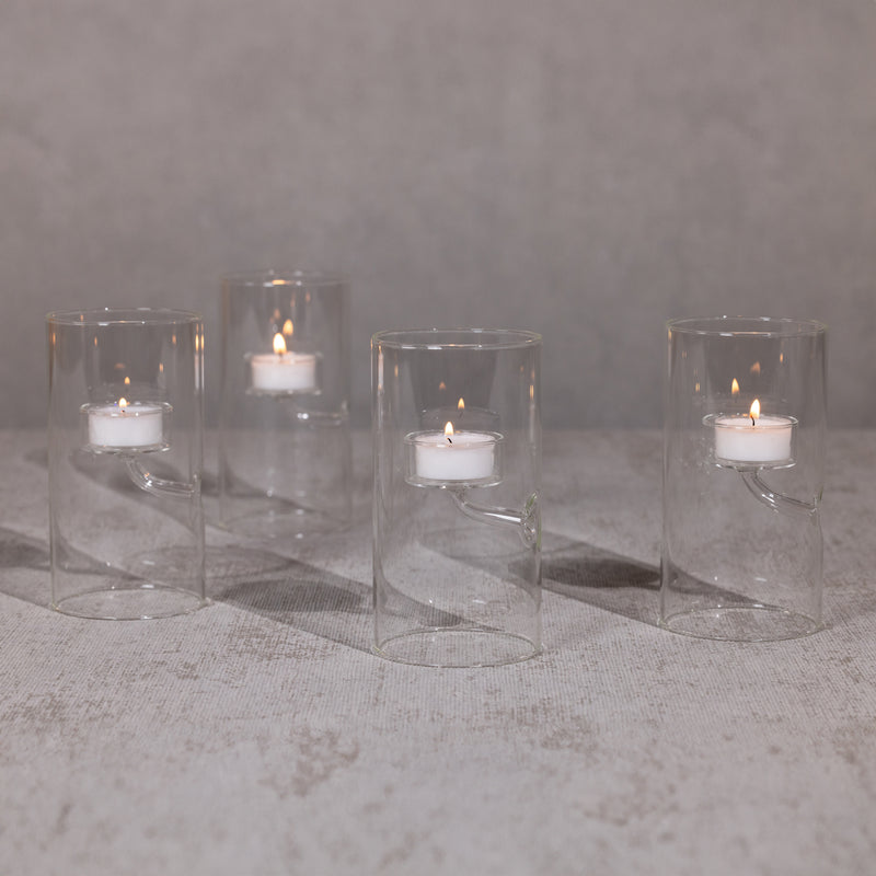 Zodax Kelly 4-Piece Set Glass Tealight Holder/Hurricane, Large