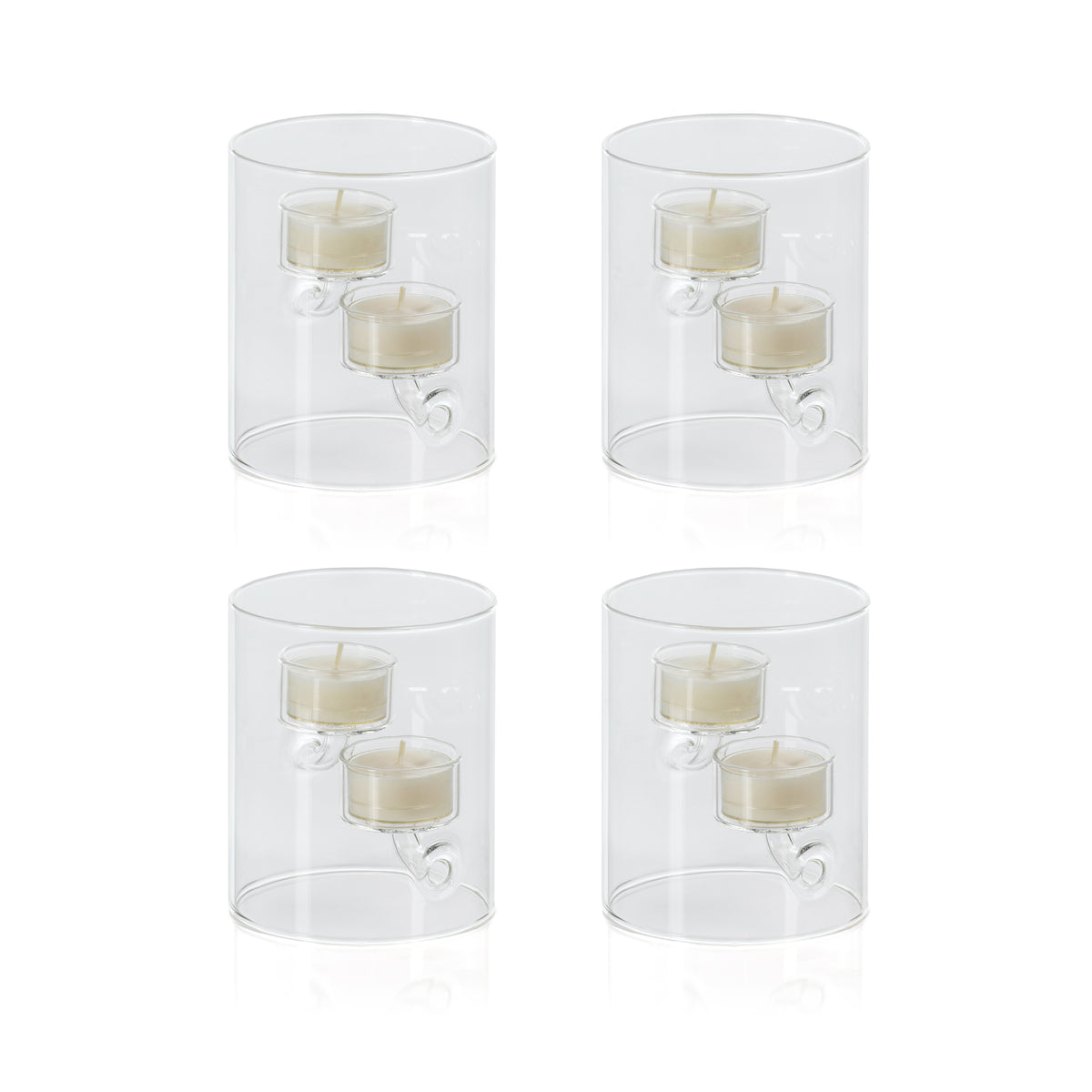 Zodax Kelly 4-Piece Set Double Tealight Holder/Hurricane