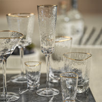 Zodax Kampari Triangular Champagne Flutes with Gold Rim, Clear, Set of 4