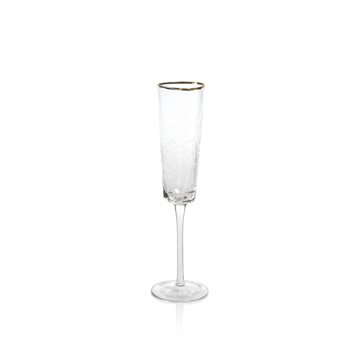 Zodax Kampari Triangular Champagne Flutes with Gold Rim, Clear, Set of 4