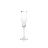 Zodax Kampari Triangular Champagne Flutes with Gold Rim, Clear, Set of 4