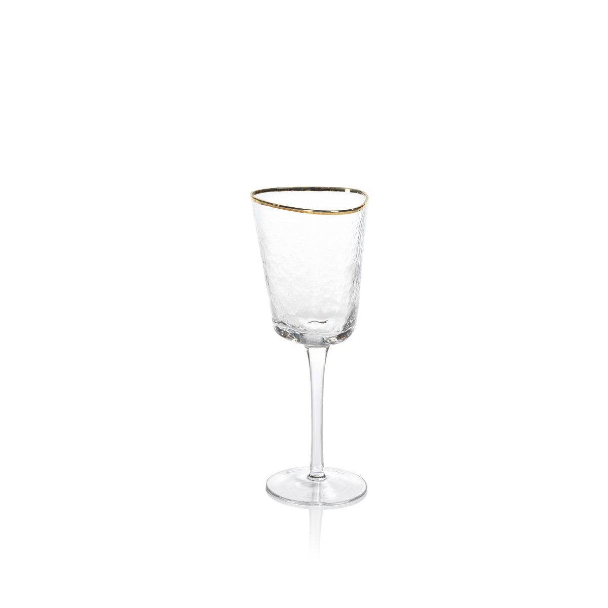 Zodax Kampari Triangular Wine Glasses with Gold Rim, Set of 4
