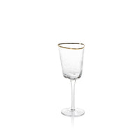 Zodax Kampari Triangular Wine Glasses with Gold Rim, Set of 4