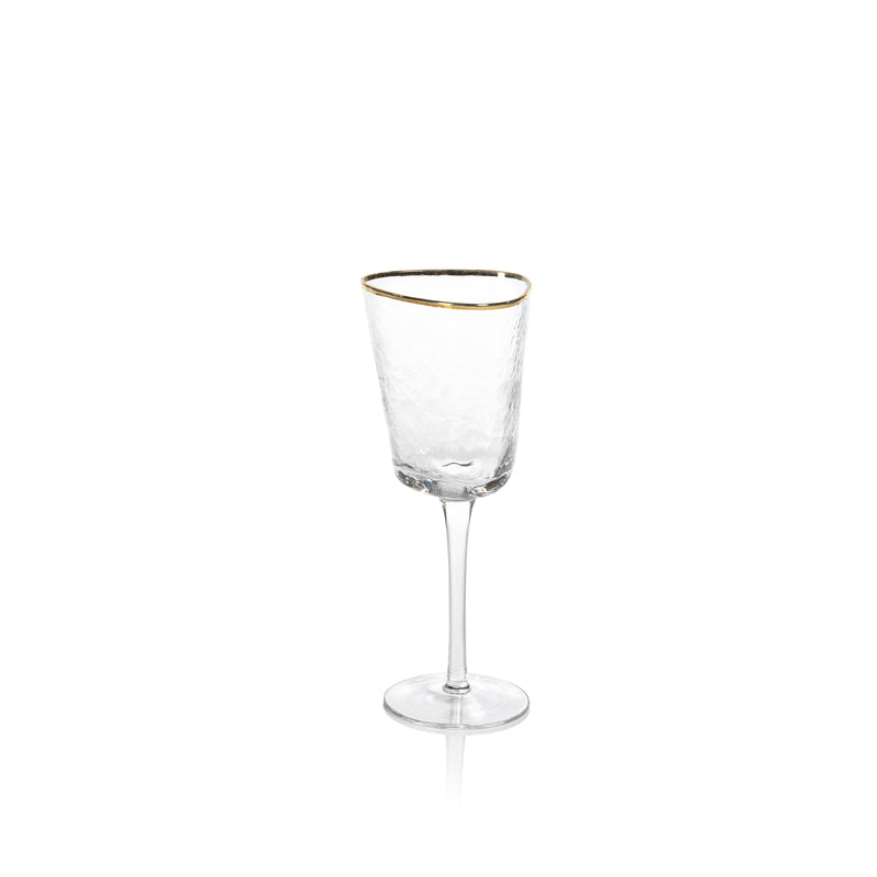 Zodax Kampari Triangular Wine Glasses with Gold Rim, Set of 4