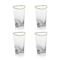 Zodax Kampari Triangular Highball Glasses with Gold Rim, Set of 4