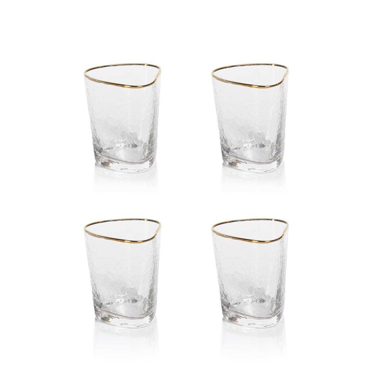Zodax Kampari Triangular Double Old Fashioned Glasses, Set of 4
