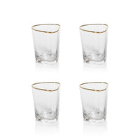 Zodax Kampari Triangular Double Old Fashioned Glasses, Set of 4