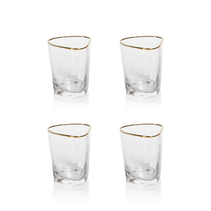 Zodax Kampari Triangular Double Old Fashioned Glasses, Set of 4