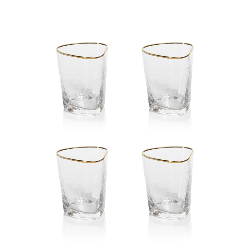 Zodax Kampari Triangular Double Old Fashioned Glasses, Set of 4