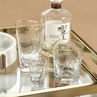 Zodax Kampari Triangular Shot Glasses with Gold Rim, Clear, Set of 6