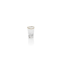 Zodax Kampari Triangular Shot Glasses with Gold Rim, Clear, Set of 6