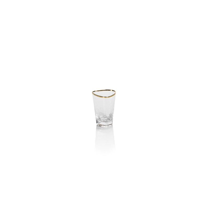 Zodax Kampari Triangular Shot Glasses with Gold Rim, Clear, Set of 6