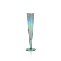 Zodax Kandi Slim Champagne Flutes, Luster Blue, Set of 4