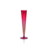 Zodax Kandi Slim Champagne Flutes, Luster Red, Set of 4