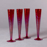 Zodax Kandi Slim Champagne Flutes, Luster Red, Set of 4