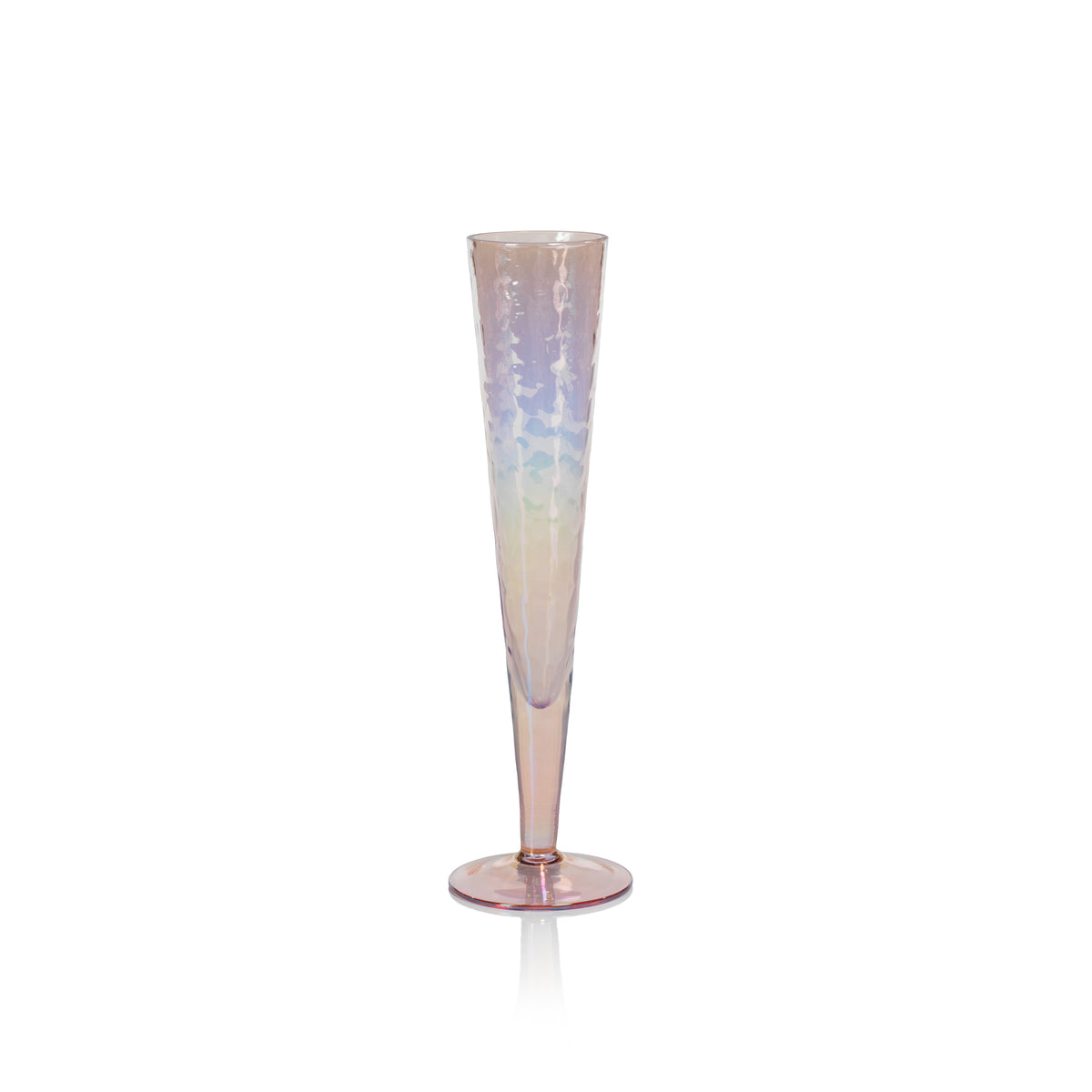Zodax Kandi Slim Champagne Flutes, Luster Pink, Set of 4