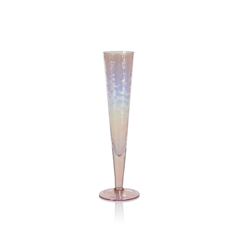 Zodax Kandi Slim Champagne Flutes, Luster Pink, Set of 4