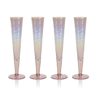 Zodax Kandi Slim Champagne Flutes, Luster Pink, Set of 4