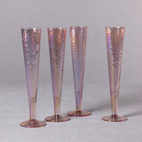 Zodax Kandi Slim Champagne Flutes, Luster Pink, Set of 4