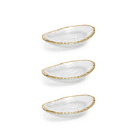 Zodax Cassiel Clear Bowls with Jagged Gold Rim, Small, Set of 3