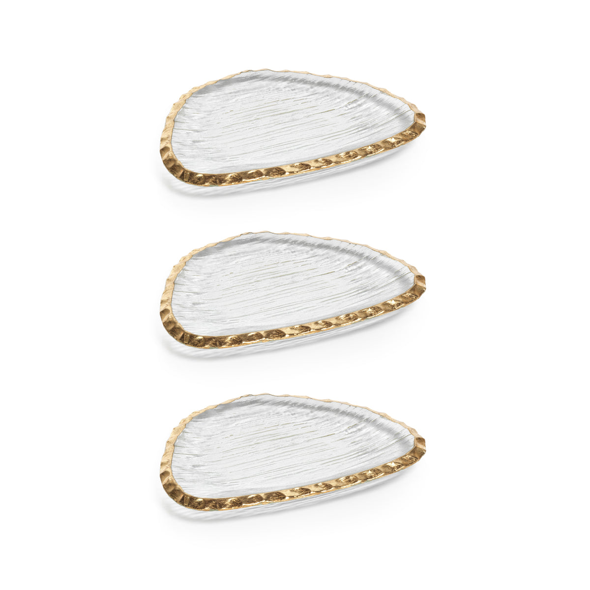 Zodax Cassiel Organic Shape Plates with Jagged Gold Rim, Small, Set of 3