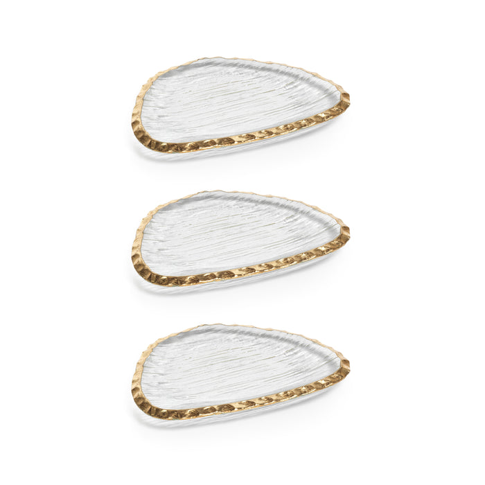 Zodax Cassiel Organic Shape Plates with Jagged Gold Rim, Small, Set of 3