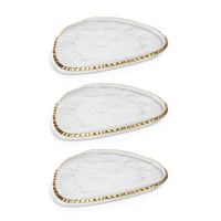 Zodax Cassiel Organic Shape Plates with Jagged Gold Rim, Large , Set of 3