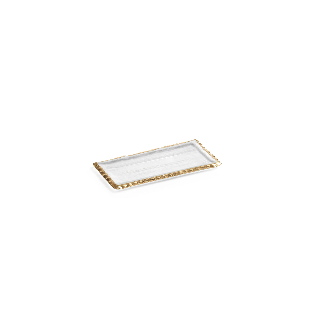 Zodax Cassiel Rectangular Trays with Jagged Gold Rim, Small, Set of 2