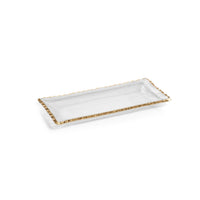 Zodax Cassiel Rectangular Trays with Jagged Gold Rim, Medium, Set of 2