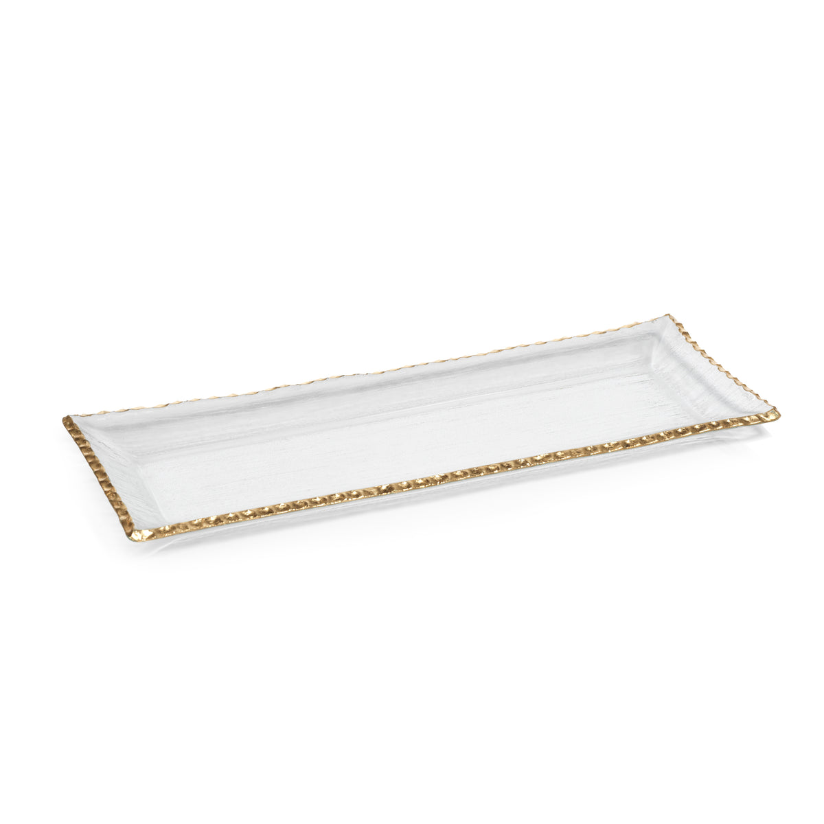 Zodax Cassiel Rectangular Trays with Jagged Gold Rim, Large , Set of 2