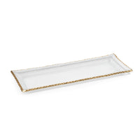 Zodax Cassiel Rectangular Trays with Jagged Gold Rim, Large , Set of 2