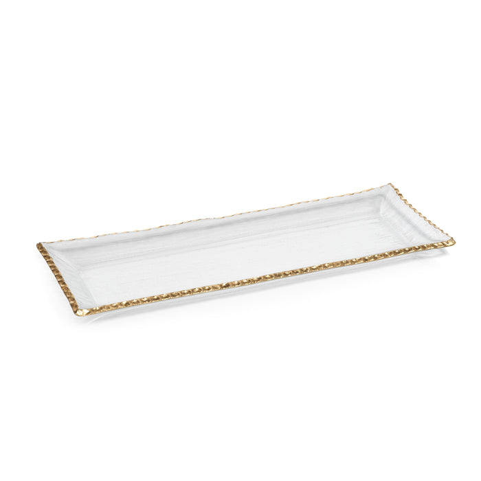 Zodax Cassiel Rectangular Trays with Jagged Gold Rim, Large , Set of 2