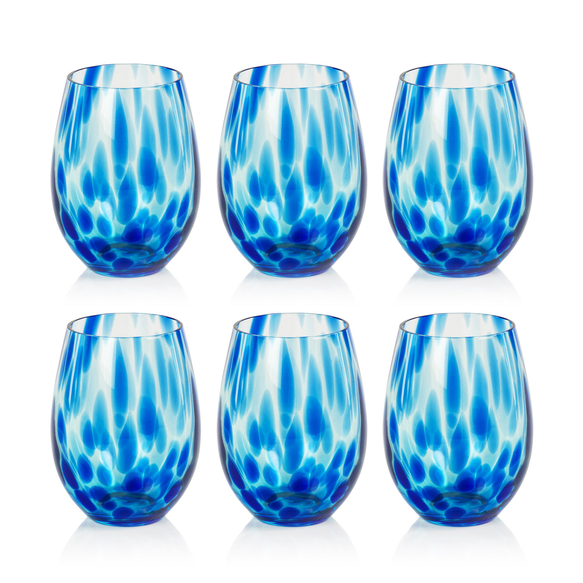 Zodax Mauritius Stemless All Purpose Glasses, Set of 6