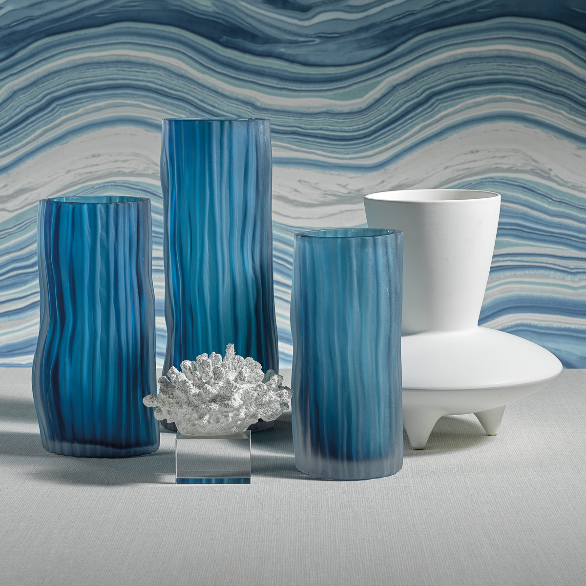 Zodax Falko Powder Glass Vase, 10.25"