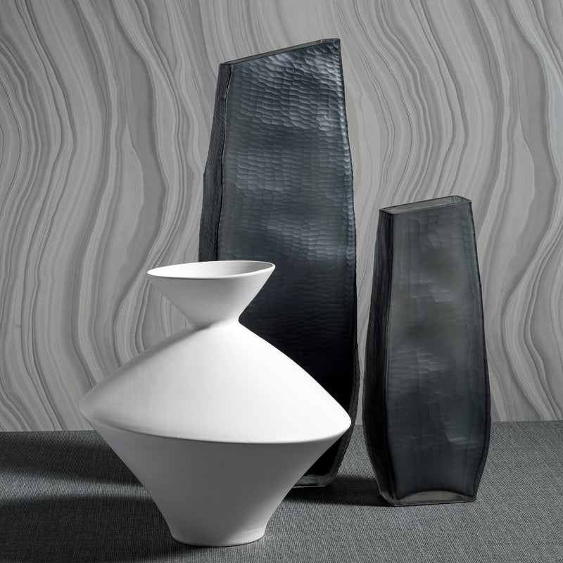 Zodax Boras 13.75" Tall Stoneware Vase, Matt White