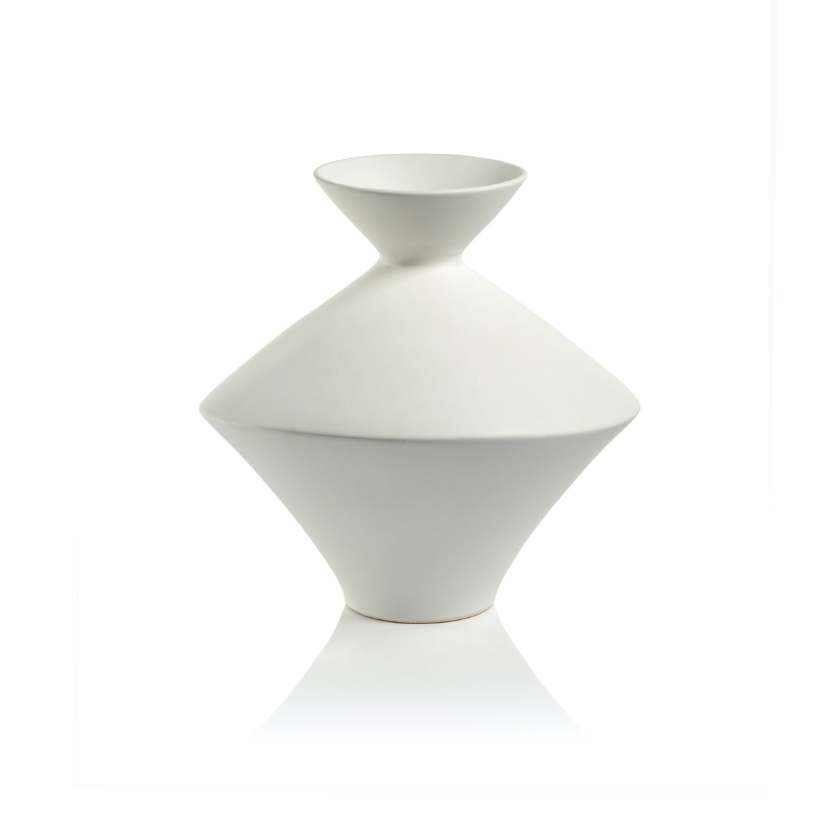 Zodax Boras 13.75" Tall Stoneware Vase, Matt White