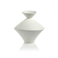 Zodax Boras 13.75" Tall Stoneware Vase, Matt White