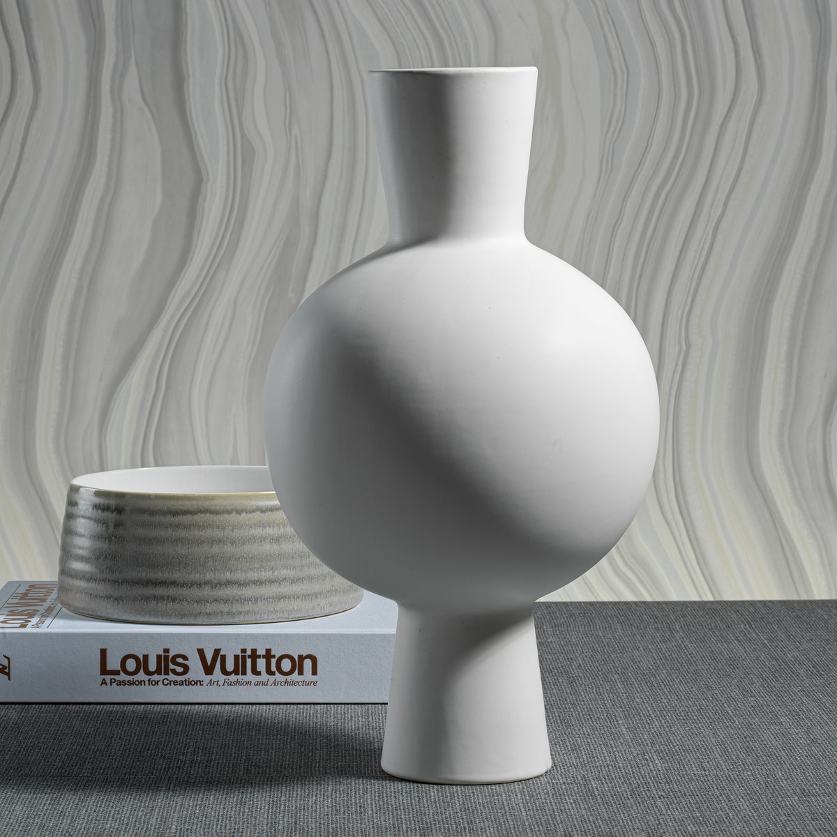 Zodax Ozamiz 17" Tall Stoneware Vase, Matt White