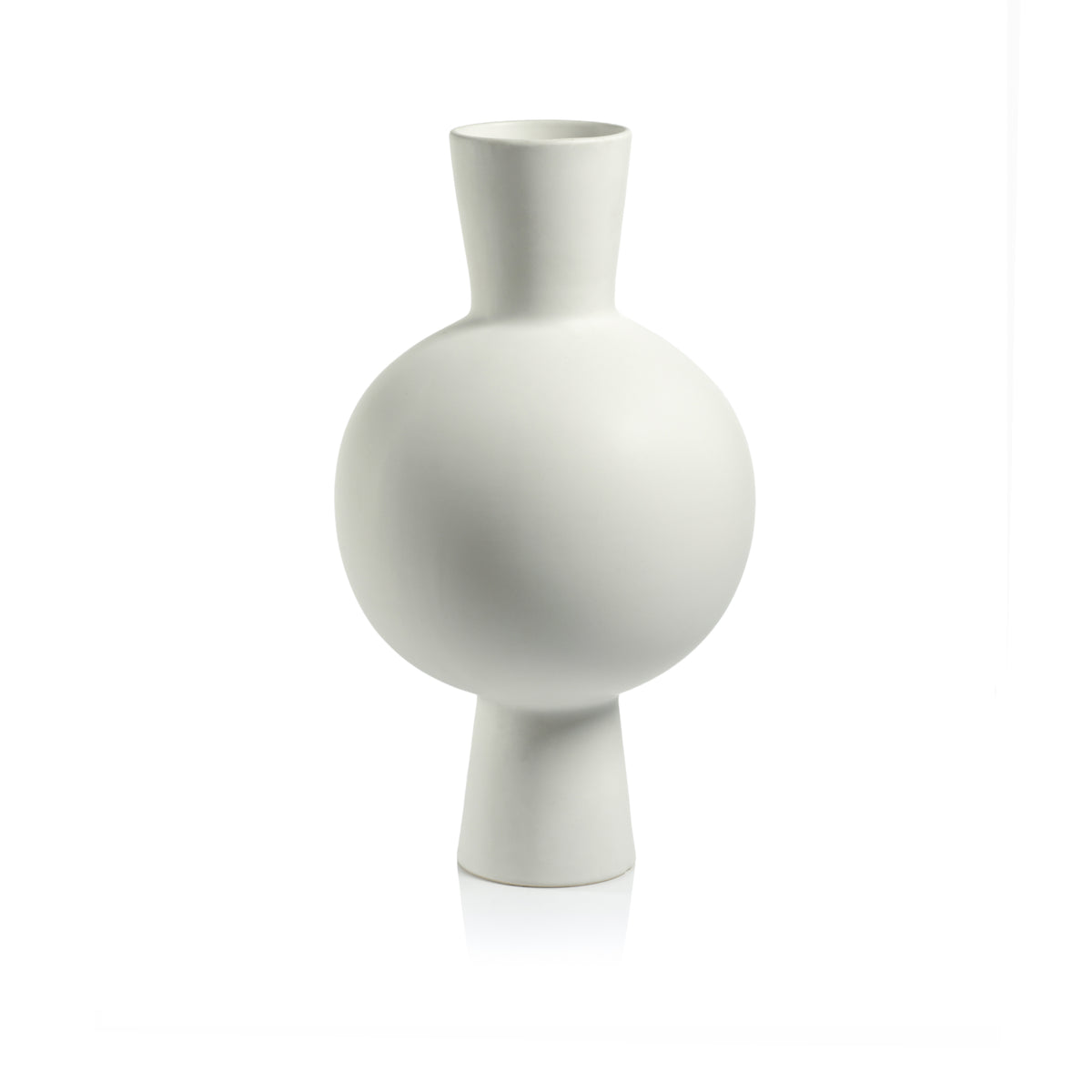 Zodax Ozamiz 17" Tall Stoneware Vase, Matt White