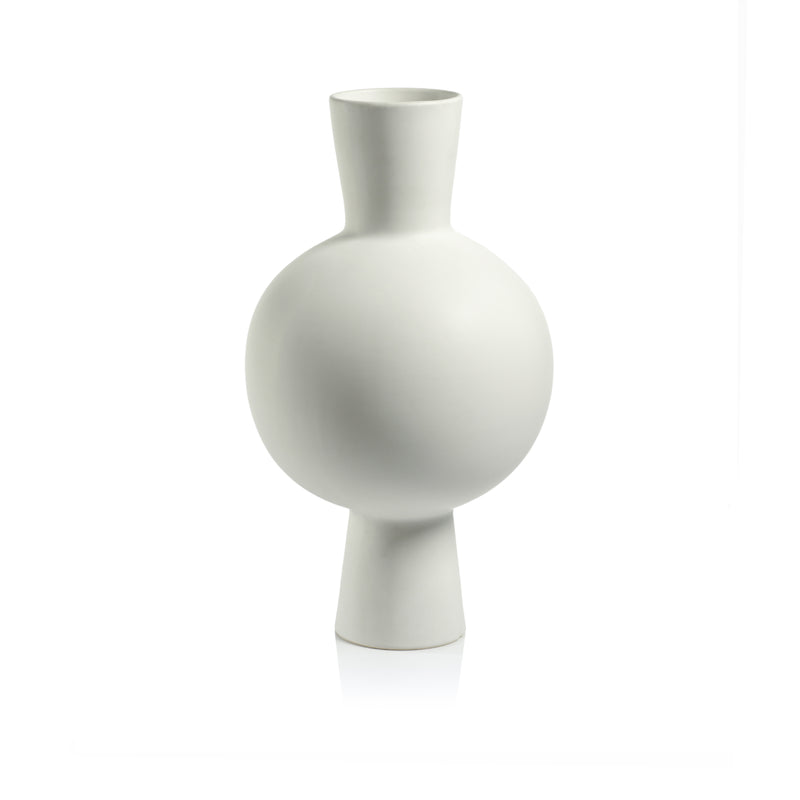 Zodax Ozamiz 17" Tall Stoneware Vase, Matt White