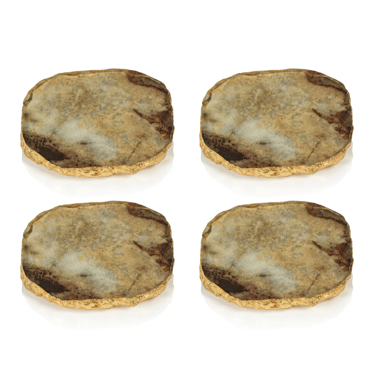 Zodax Viken 4-Piece Agate Marble Glass Coaster Set, Brown