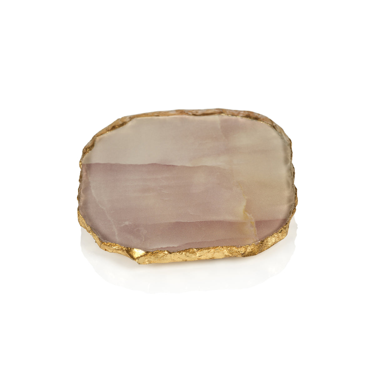 Zodax Viken 4-Piece Agate Marble Glass Coaster Set, Pink