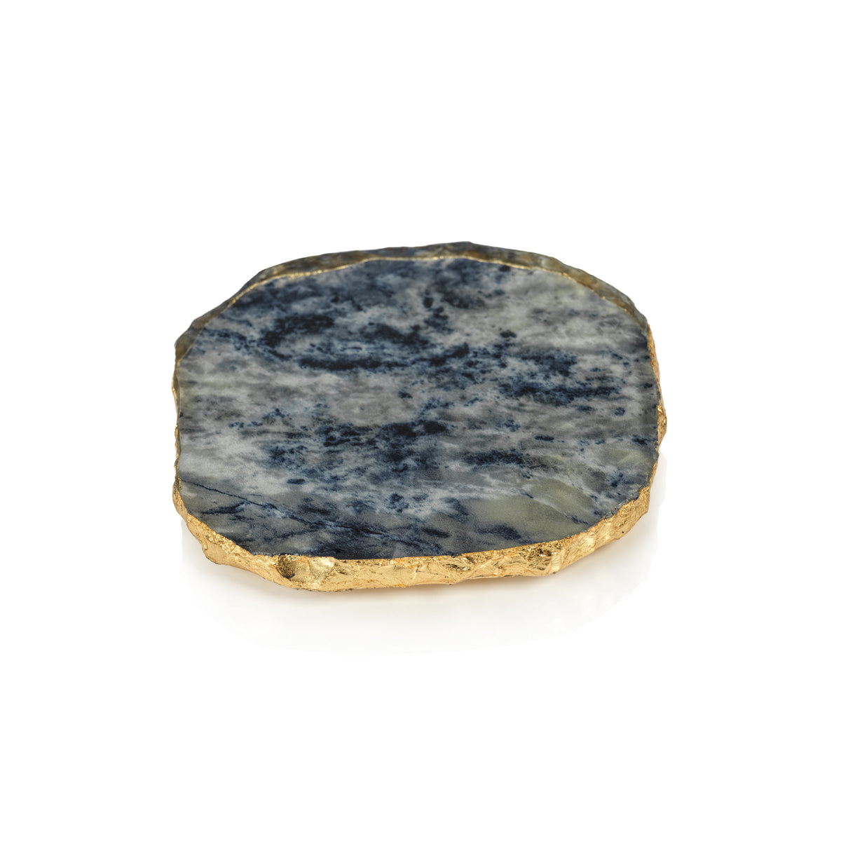 Zodax Viken 4-Piece Agate Marble Glass Coaster Set, Blue